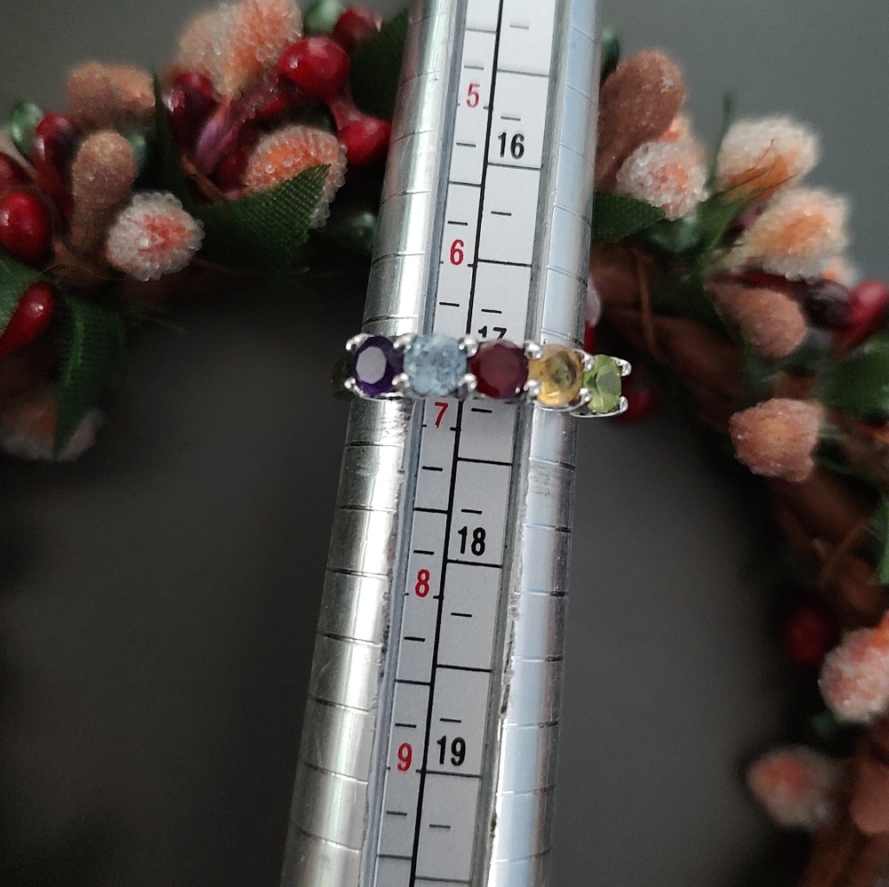 Sterling Silver Multi-Gemstone Ring - image 5